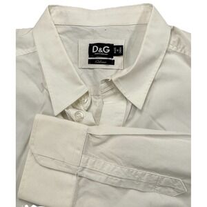 D&G Dolce Gabbana Mens White classic button front shirt slim‎ fit cotton (48)